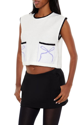 Cropped Bow Sweater Vest