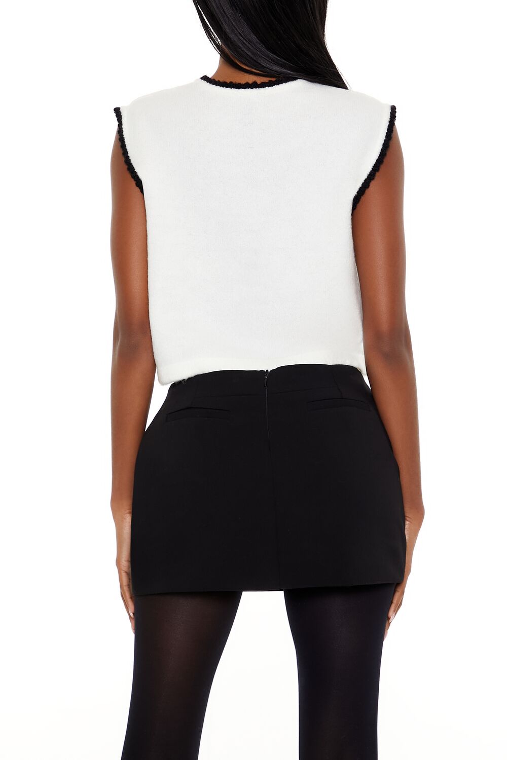  Forever 21 Cropped Bow Sweater Vest - white multi - Bonton