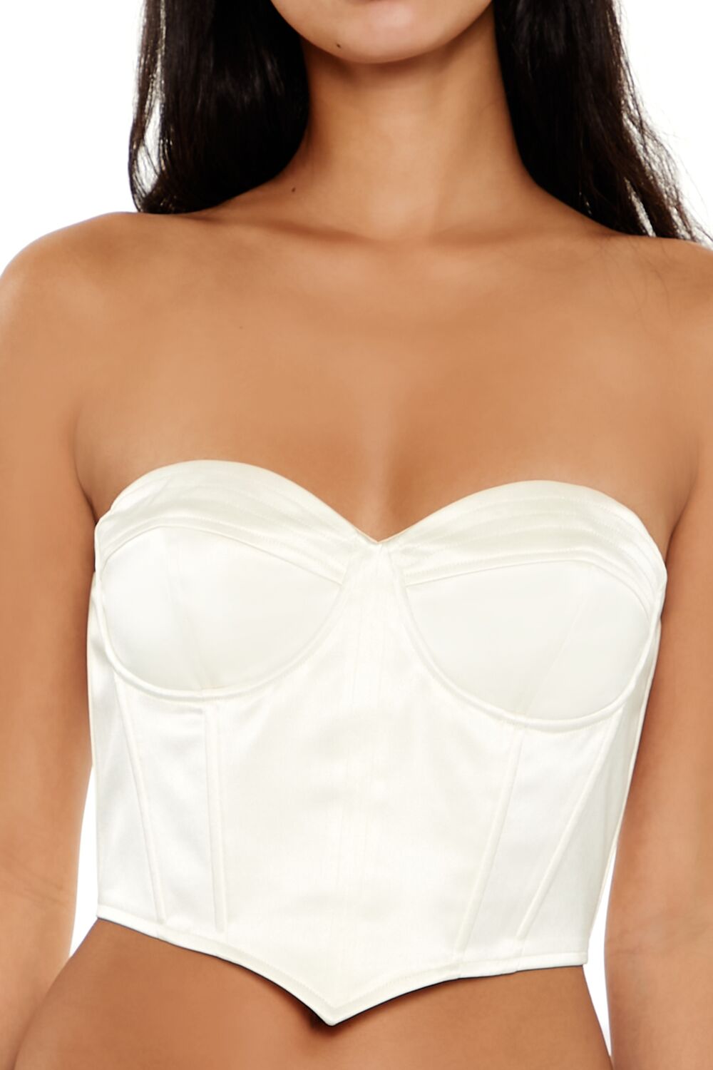  Forever 21 Satin Sweetheart Tube Top - egret - Bonton