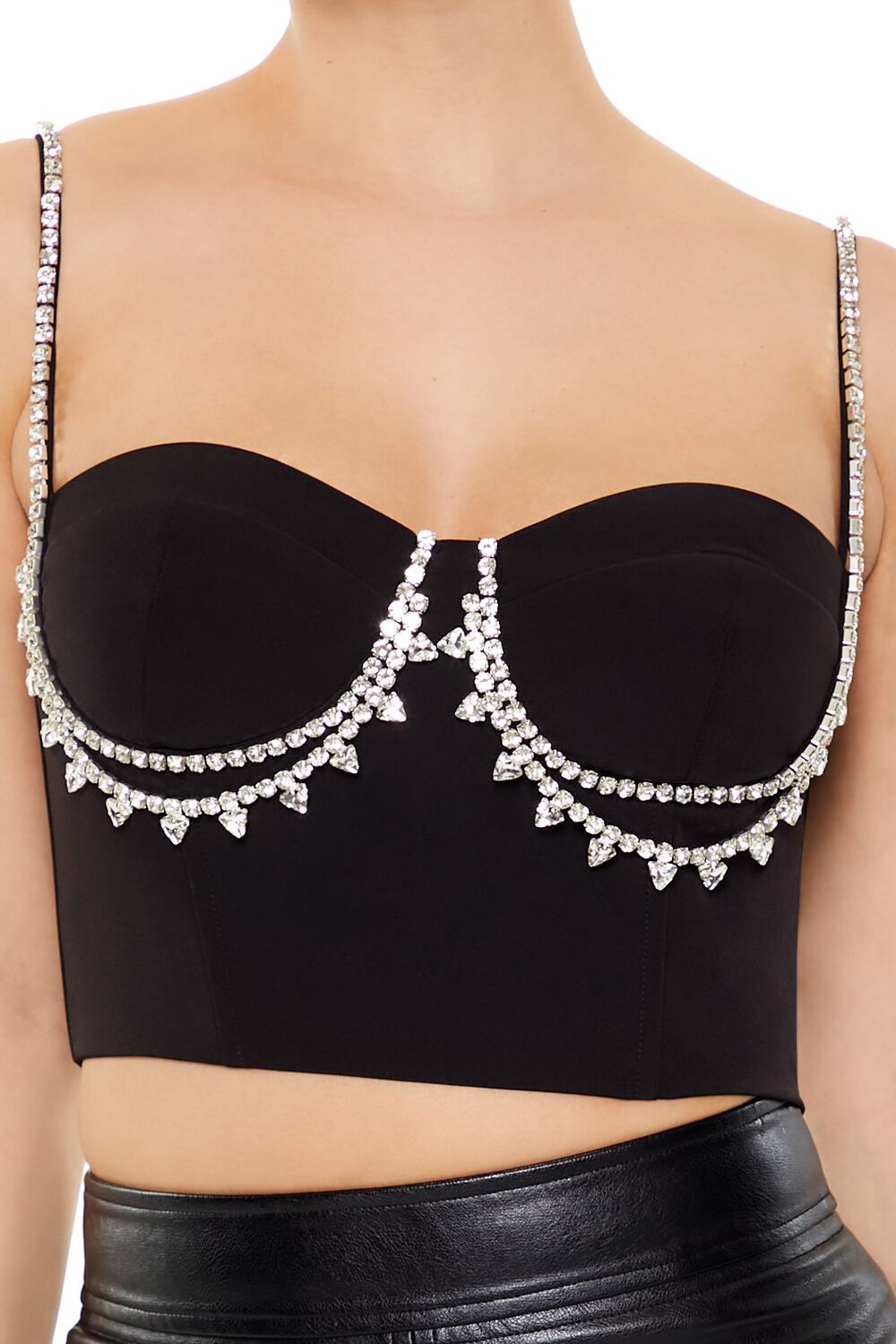  Forever 21 Rhinestone Velvet Bustier Cami - black - Bonton