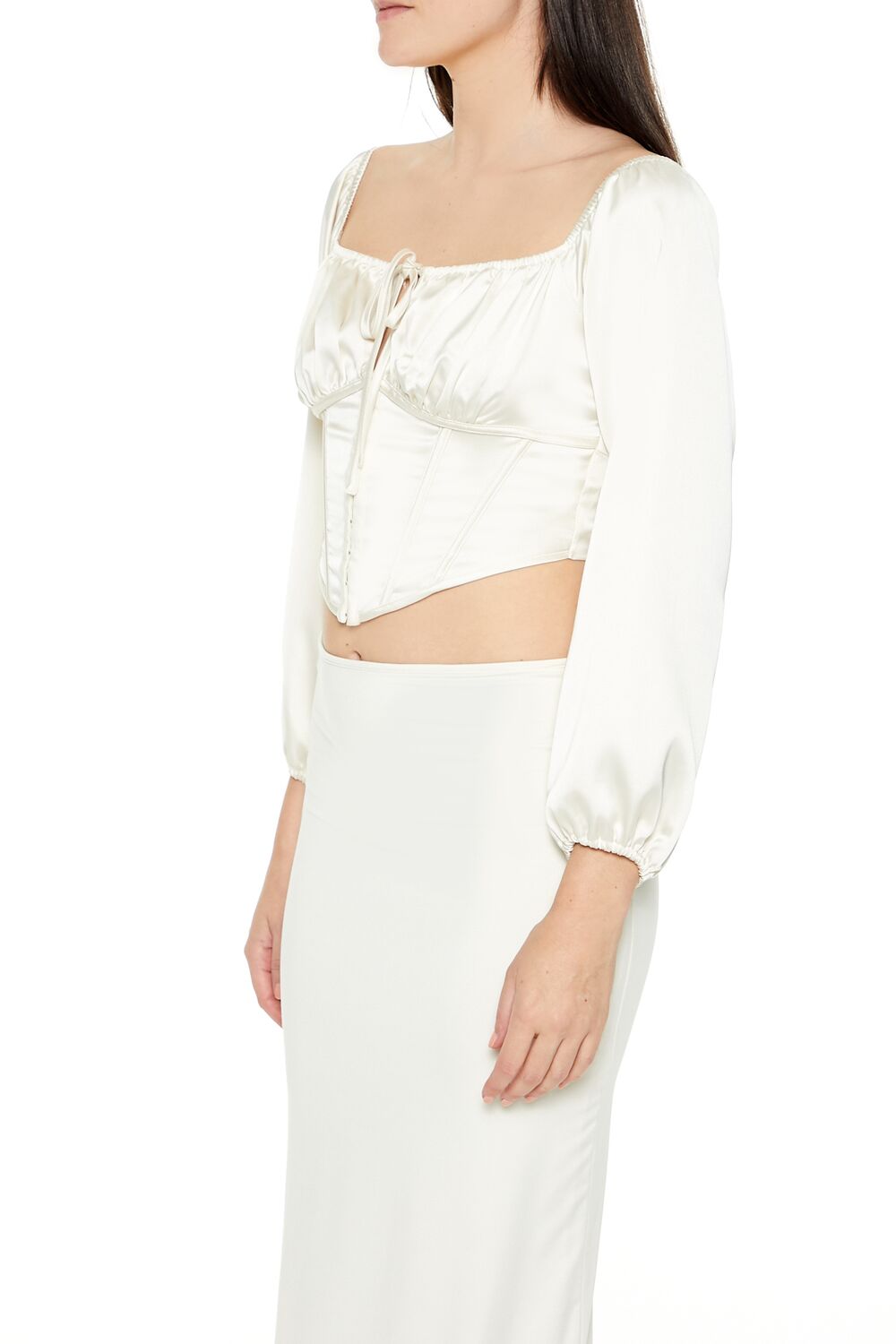  Forever 21 Satin Corset Crop Top - black - Bonton