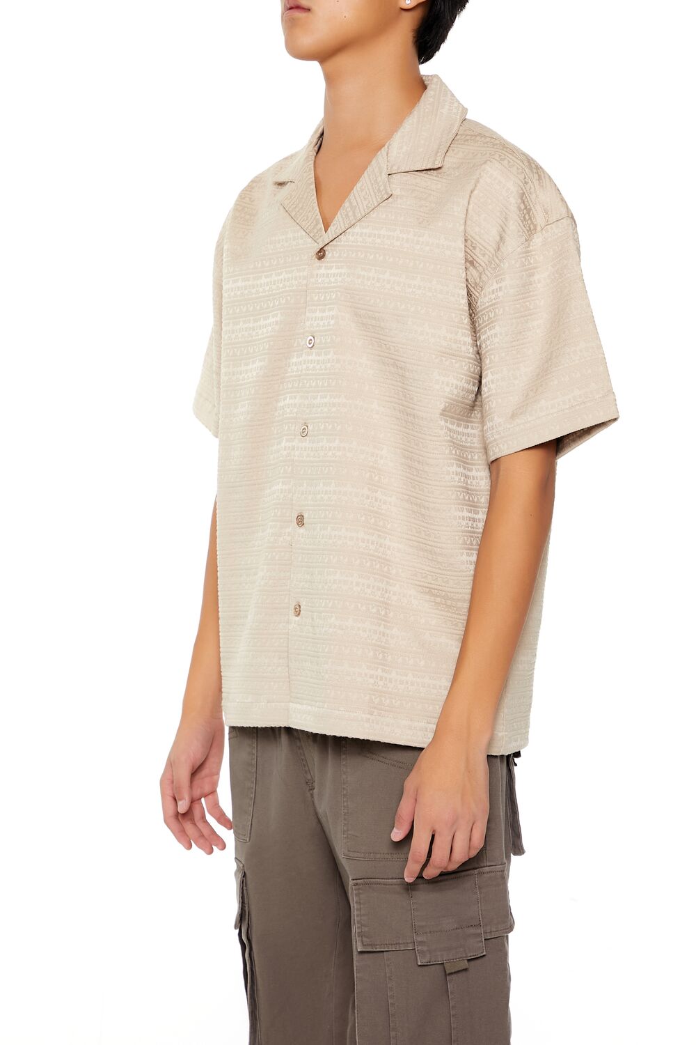  Forever 21 Striped Drop-Sleeve Shirt - taupe - Bonton
