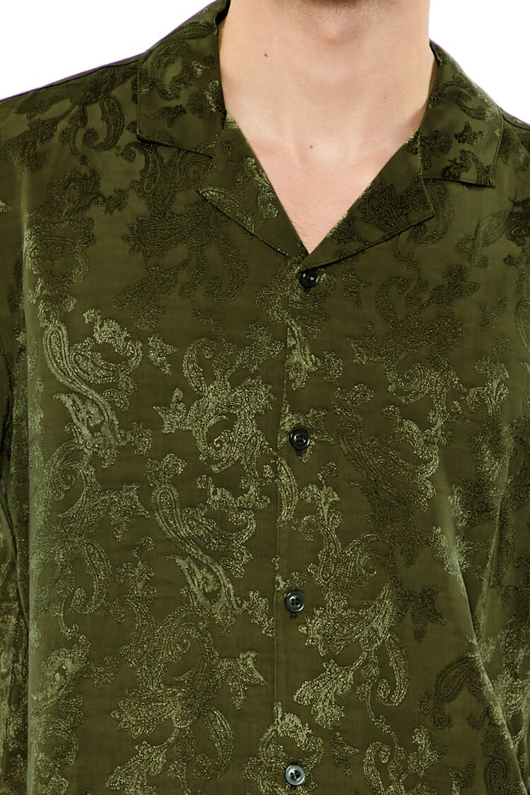 Forever 21 Jacquard Paisley Shirt - olive - Bonton