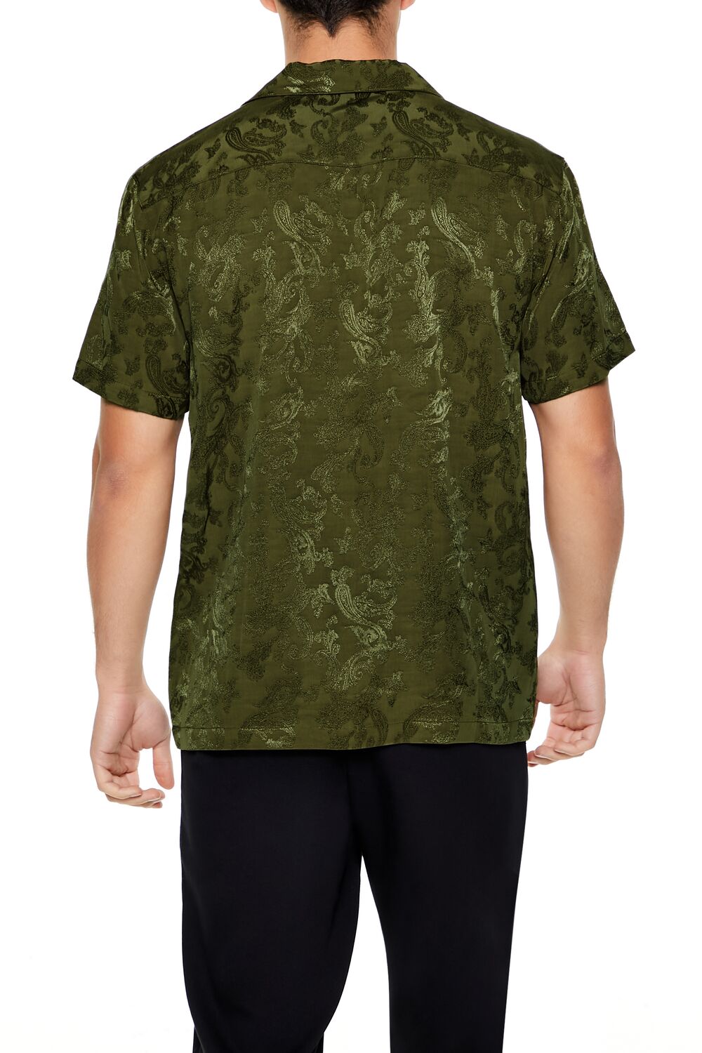 Forever 21 Jacquard Paisley Shirt - olive - Bonton