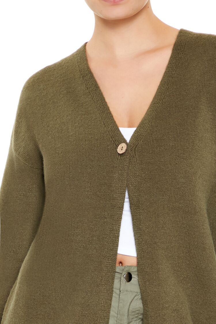  Forever 21 Split-Hem Cardigan Sweater - olivine - Bonton