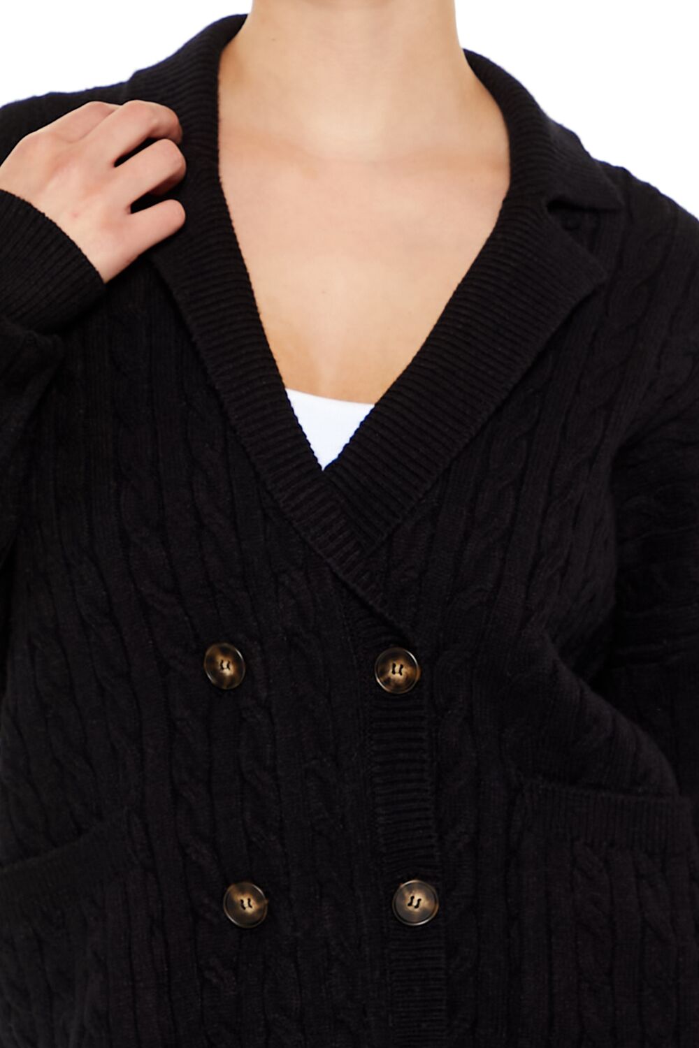  Forever 21 Double-Breasted Cardigan Sweater - black - Bonton