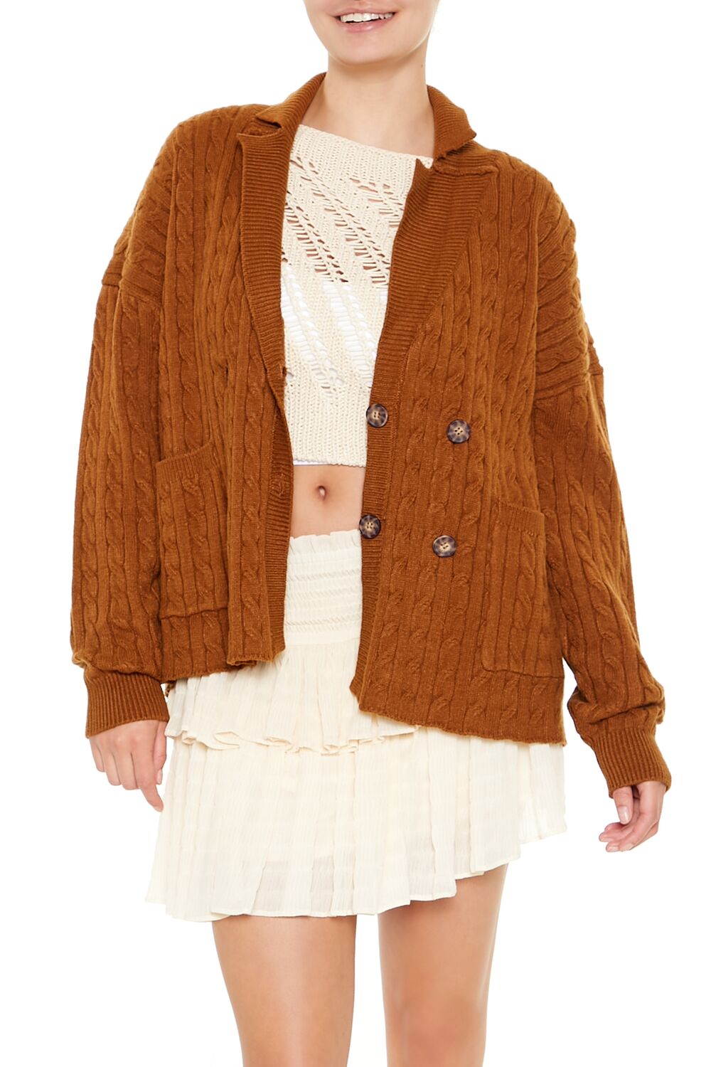  Forever 21 Double-Breasted Cardigan Sweater - black - Bonton