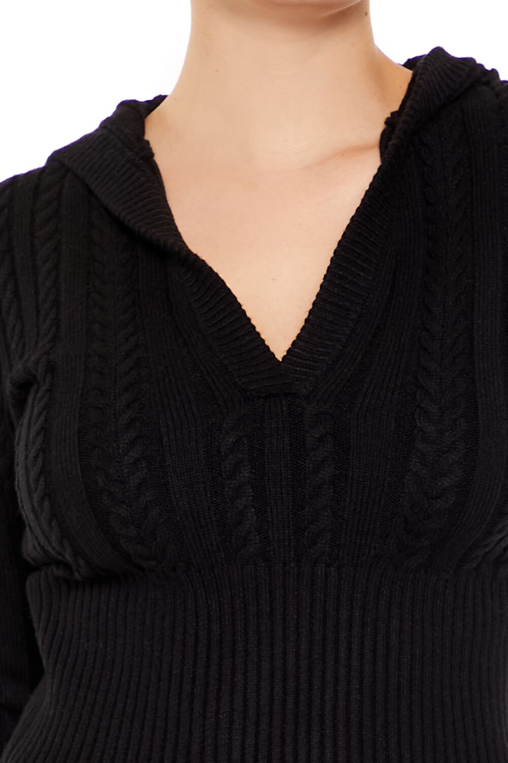  Forever 21 Hooded Cable Knit Sweater - high risk red - Bonton
