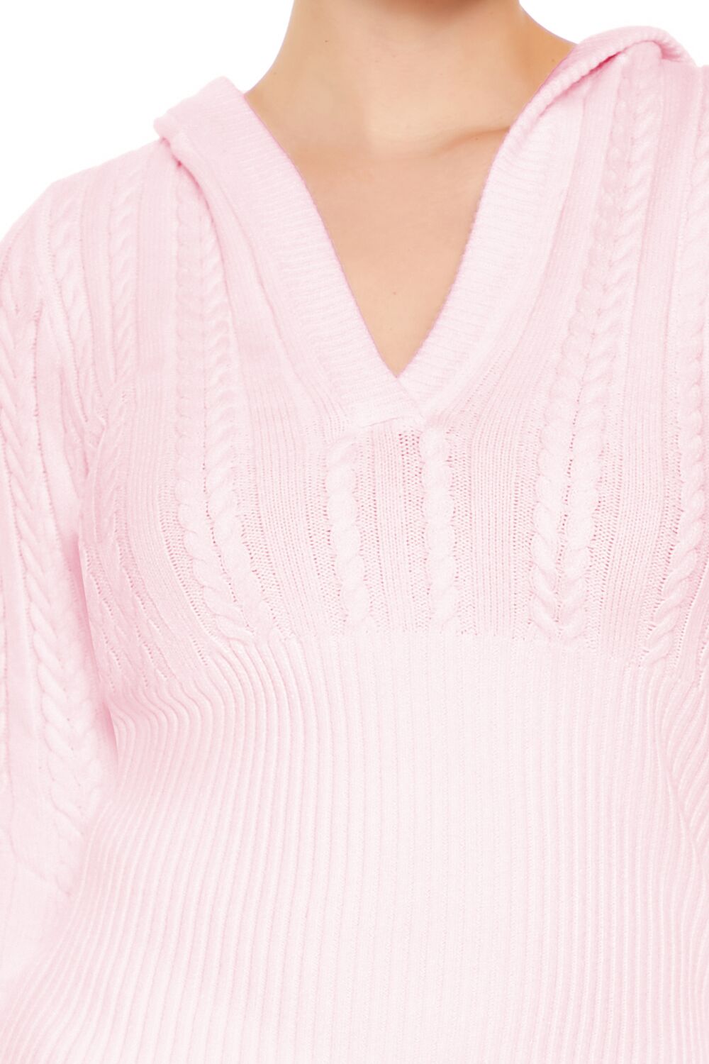  Forever 21 Hooded Cable Knit Sweater - high risk red - Bonton