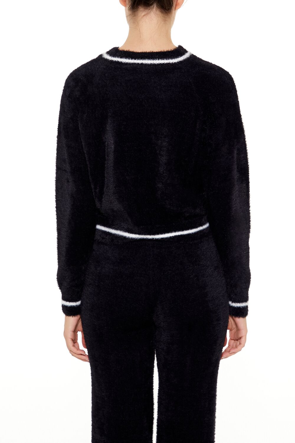  Forever 21 Two-Tone Fuzzy Knit Sweater - black white - Bonton