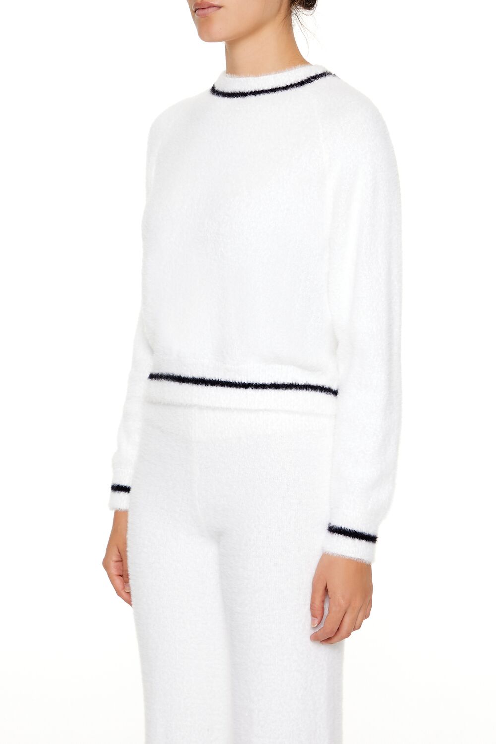 Forever 21 Two-Tone Fuzzy Knit Sweater - black white - Bonton