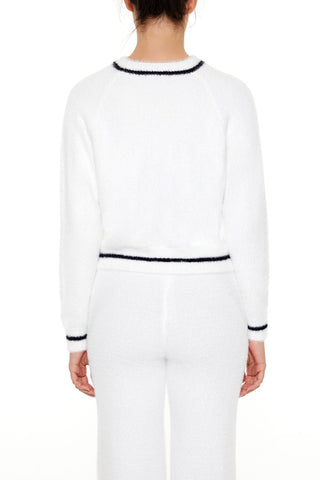 Two-Tone Fuzzy Knit Sweater