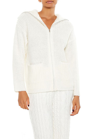 Ribbed Knit Zip-Up Sweater