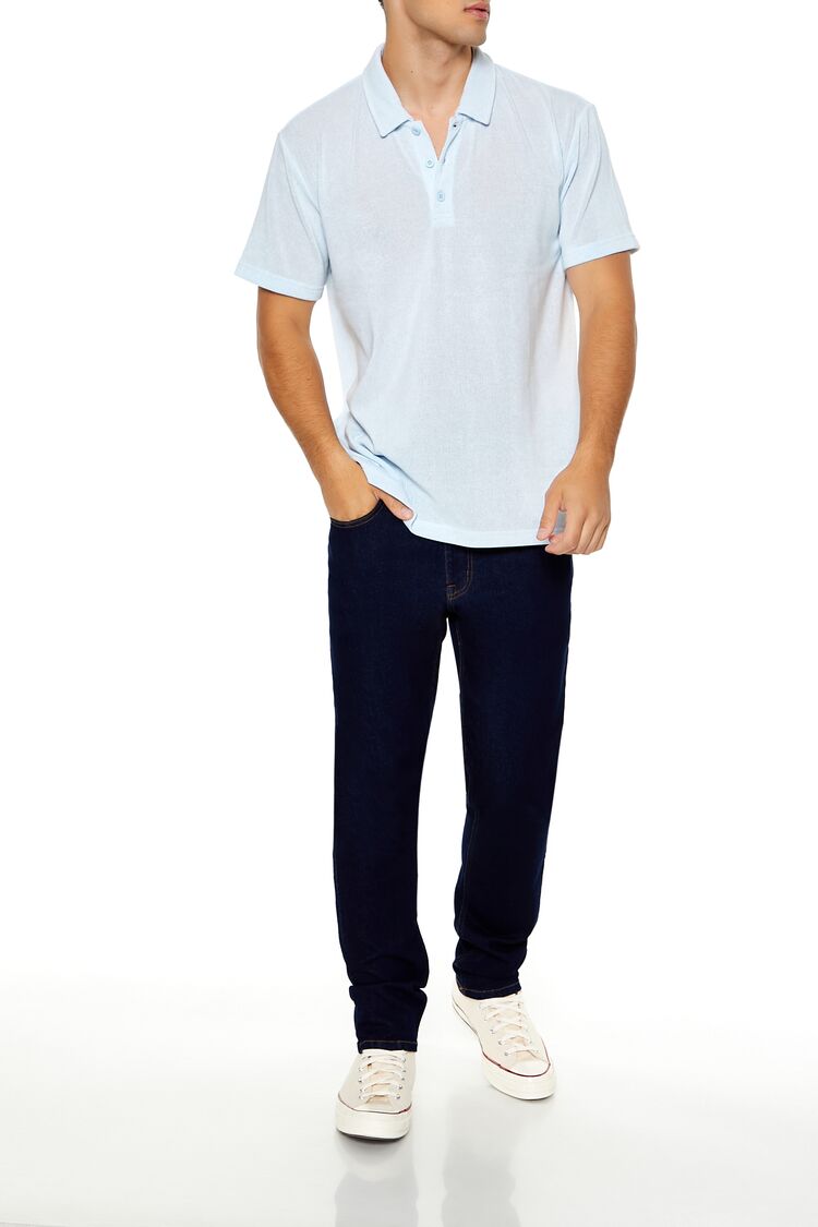  Forever 21 Soft Ribbed Knit Polo Shirt - light blue - Bonton