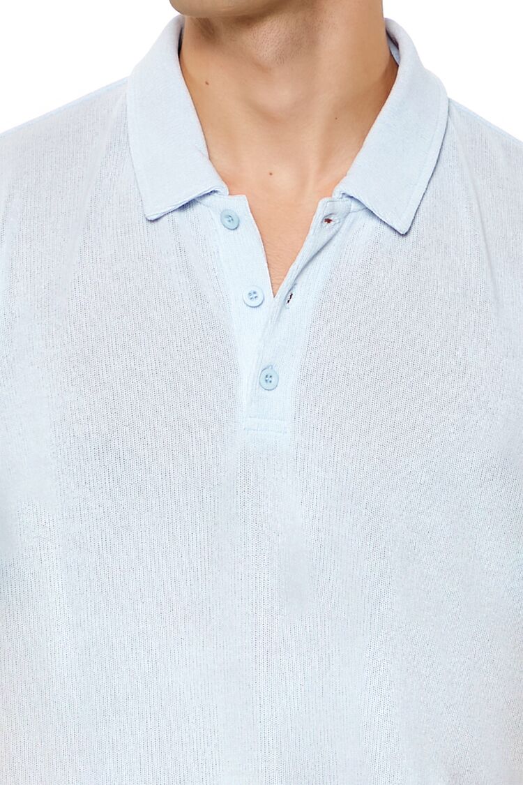  Forever 21 Soft Ribbed Knit Polo Shirt - light blue - Bonton