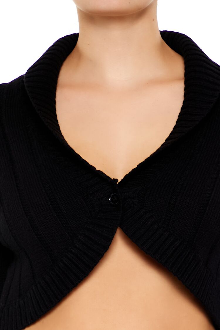  Forever 21 Cropped Rib-Knit Cardigan Sweater - tan - Bonton