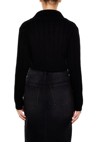Cropped Rib-Knit Cardigan Sweater