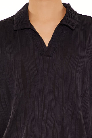 Textured Slim-Fit V-Neck Polo Shirt
