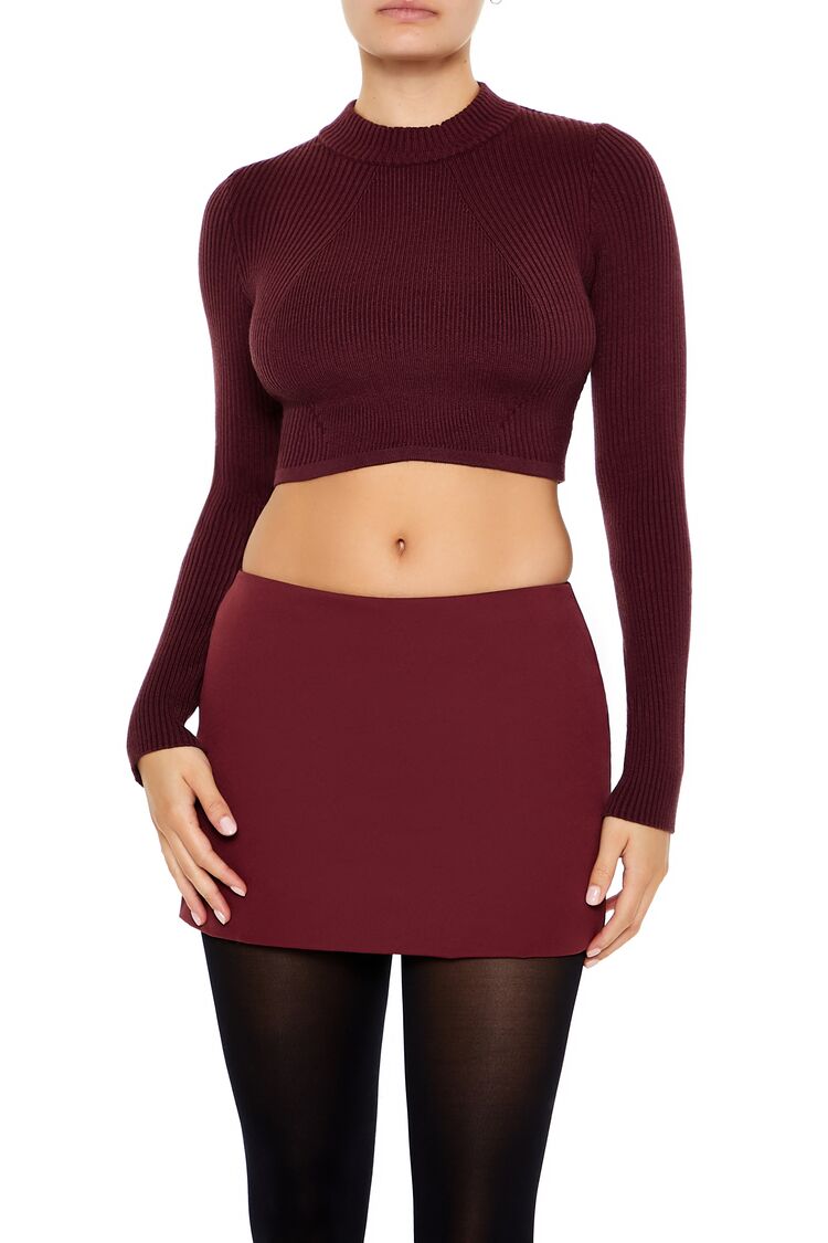  Forever 21 Cropped Mock Neck Sweater - black - Bonton