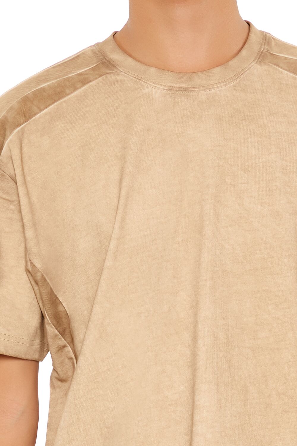  Forever 21 Washed Shoulder-Panel Tee - camel - Bonton