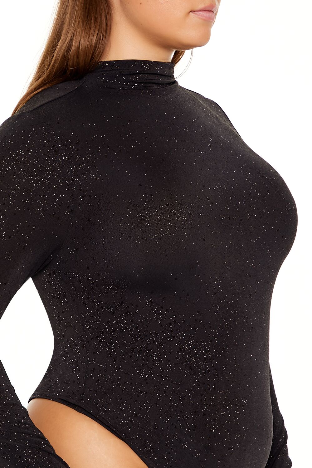  Forever 21 Plus Size Glitter Cowl Thong Bodysuit - burgundy - Bonton