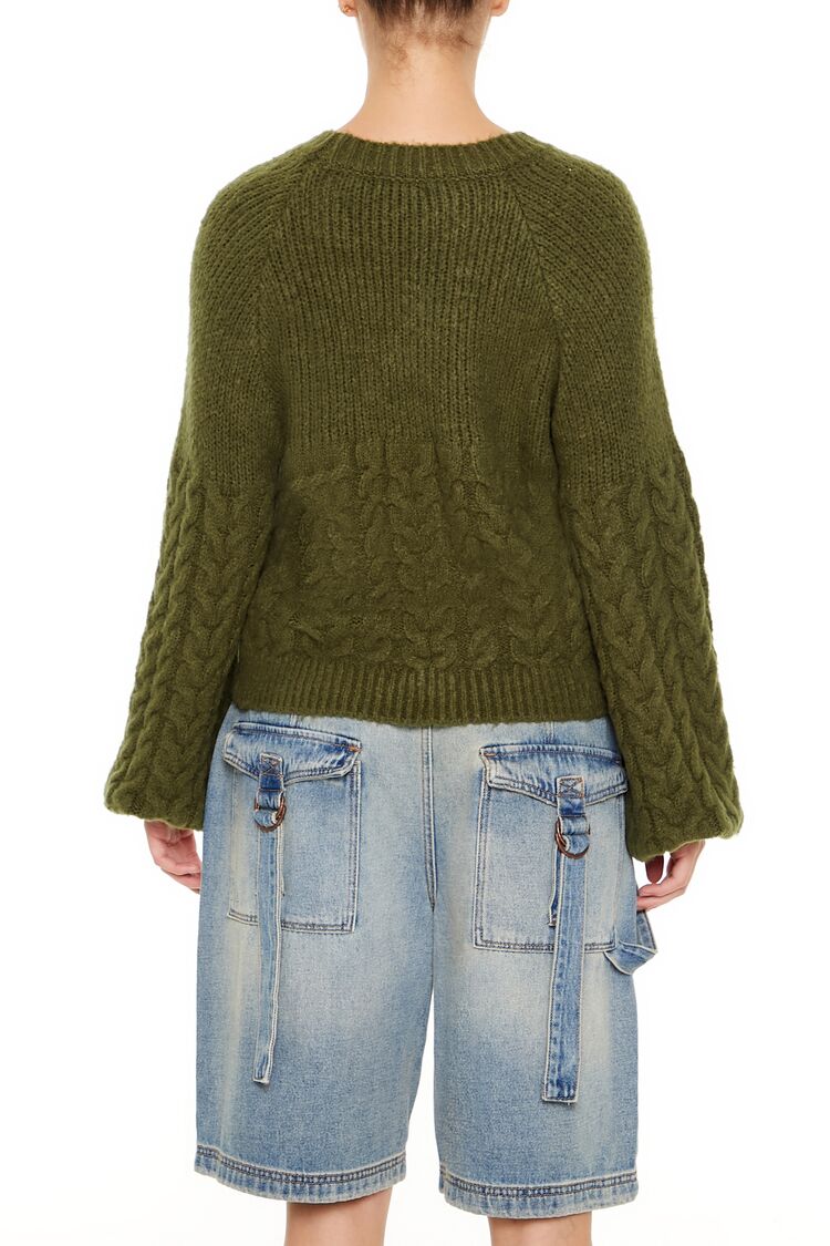  Forever 21 Peasant-Sleeve Cable Knit Sweater - root beer - Bonton