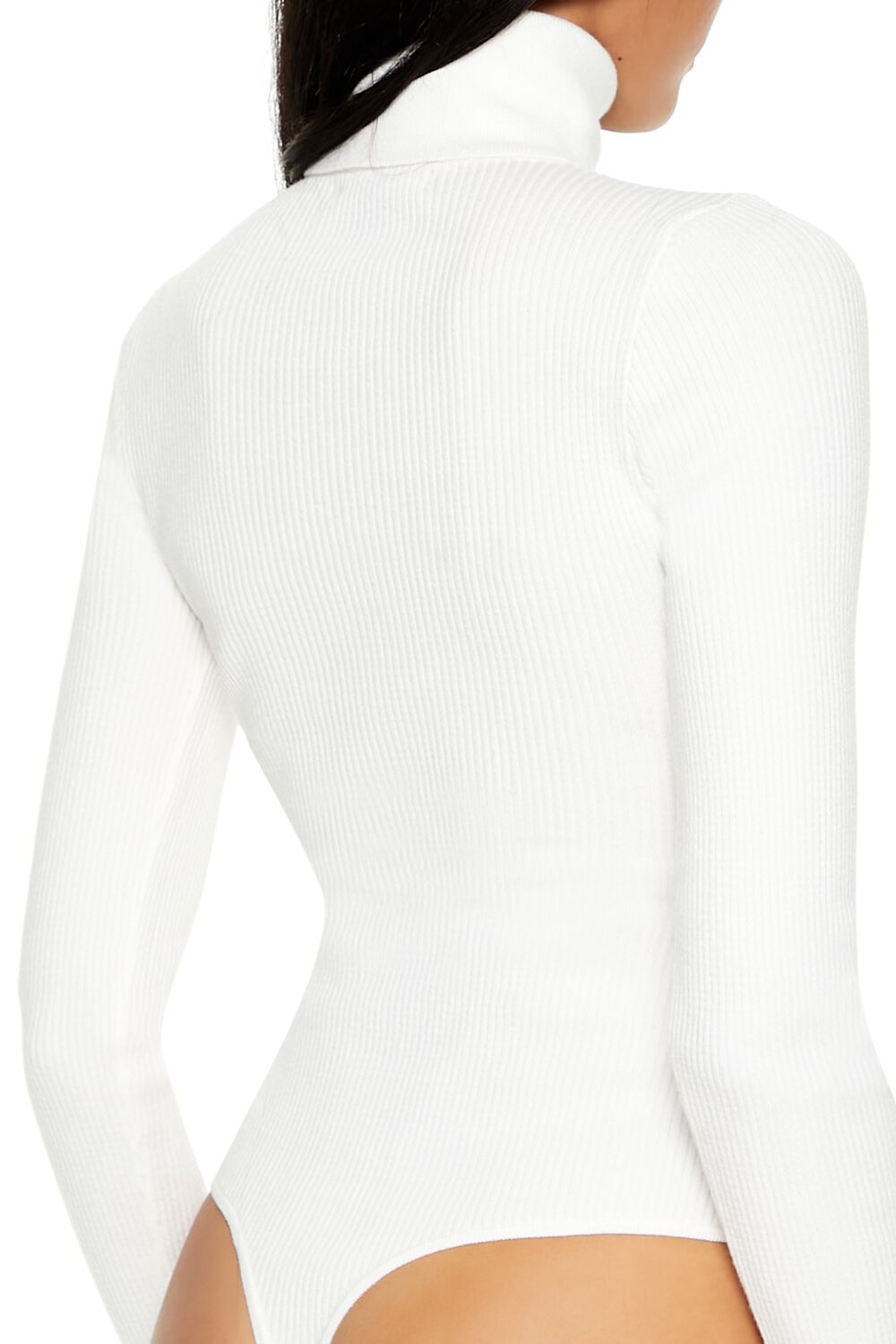  Forever 21 Sweater-Knit Turtleneck Bodysuit - white - Bonton