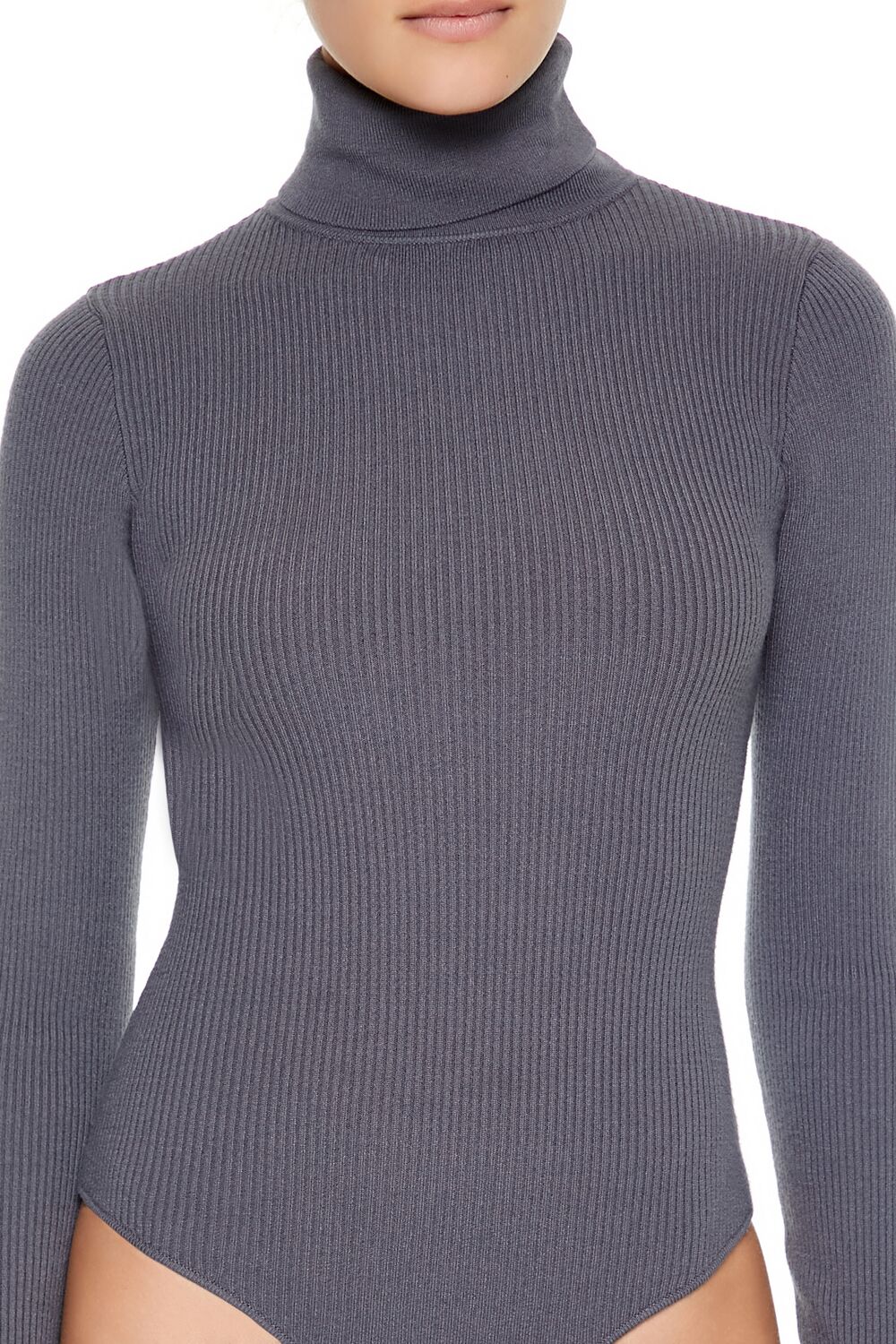  Forever 21 Sweater-Knit Turtleneck Bodysuit - white - Bonton