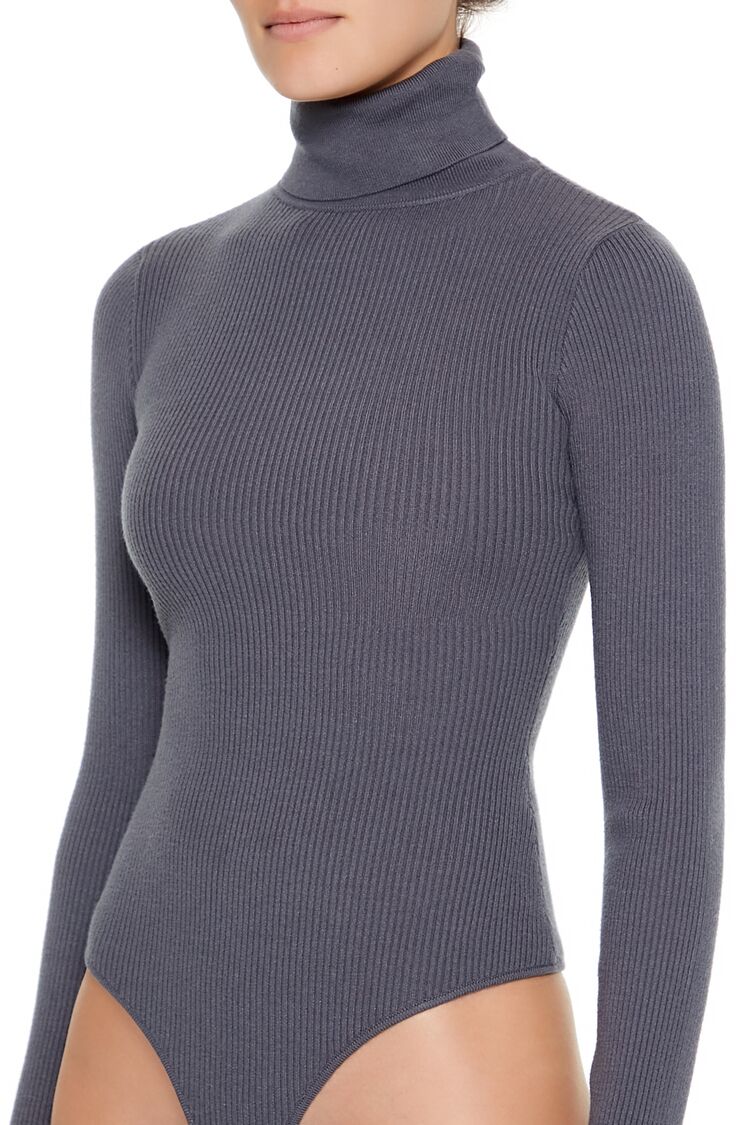  Forever 21 Sweater-Knit Turtleneck Bodysuit - white - Bonton