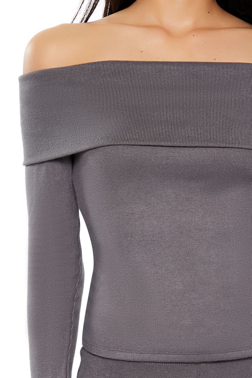  Forever 21 Foldover Off-the-Shoulder Top - grey - Bonton