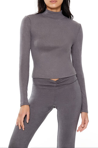 Cropped Mock Neck Top