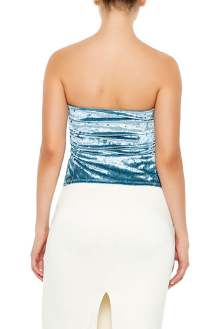 Split-Hem Velvet Tube Top