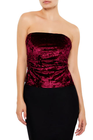 Split-Hem Velvet Tube Top