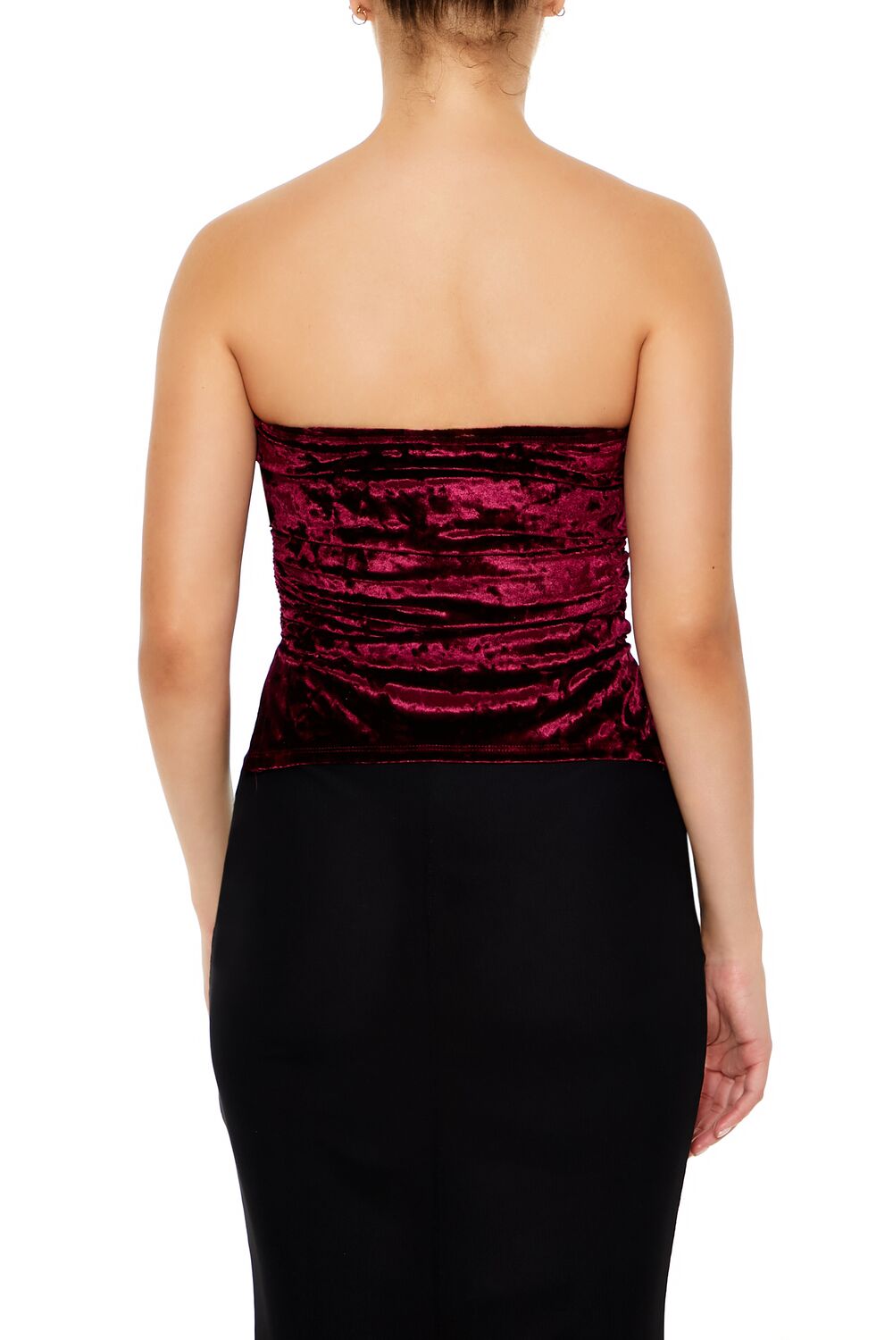 Forever 21 Split-Hem Velvet Tube Top - black - Bonton