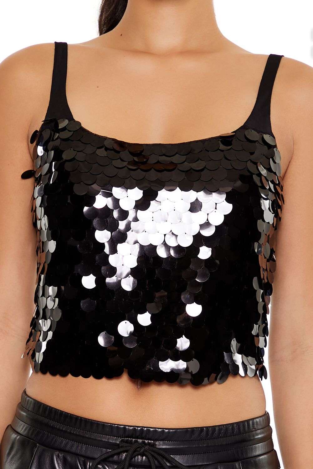  Forever 21 Sequin Crop Top - black - Bonton