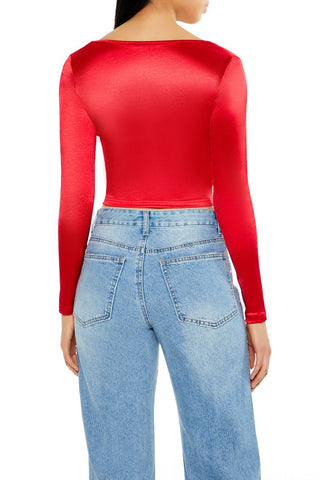 Satin Square-Cut Crop Top