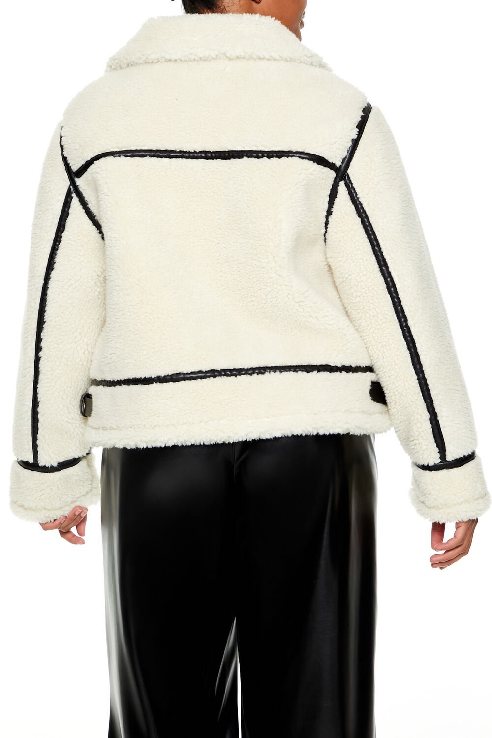  Forever 21 Plus Size Faux Shearling Jacket - cream-multi - Bonton