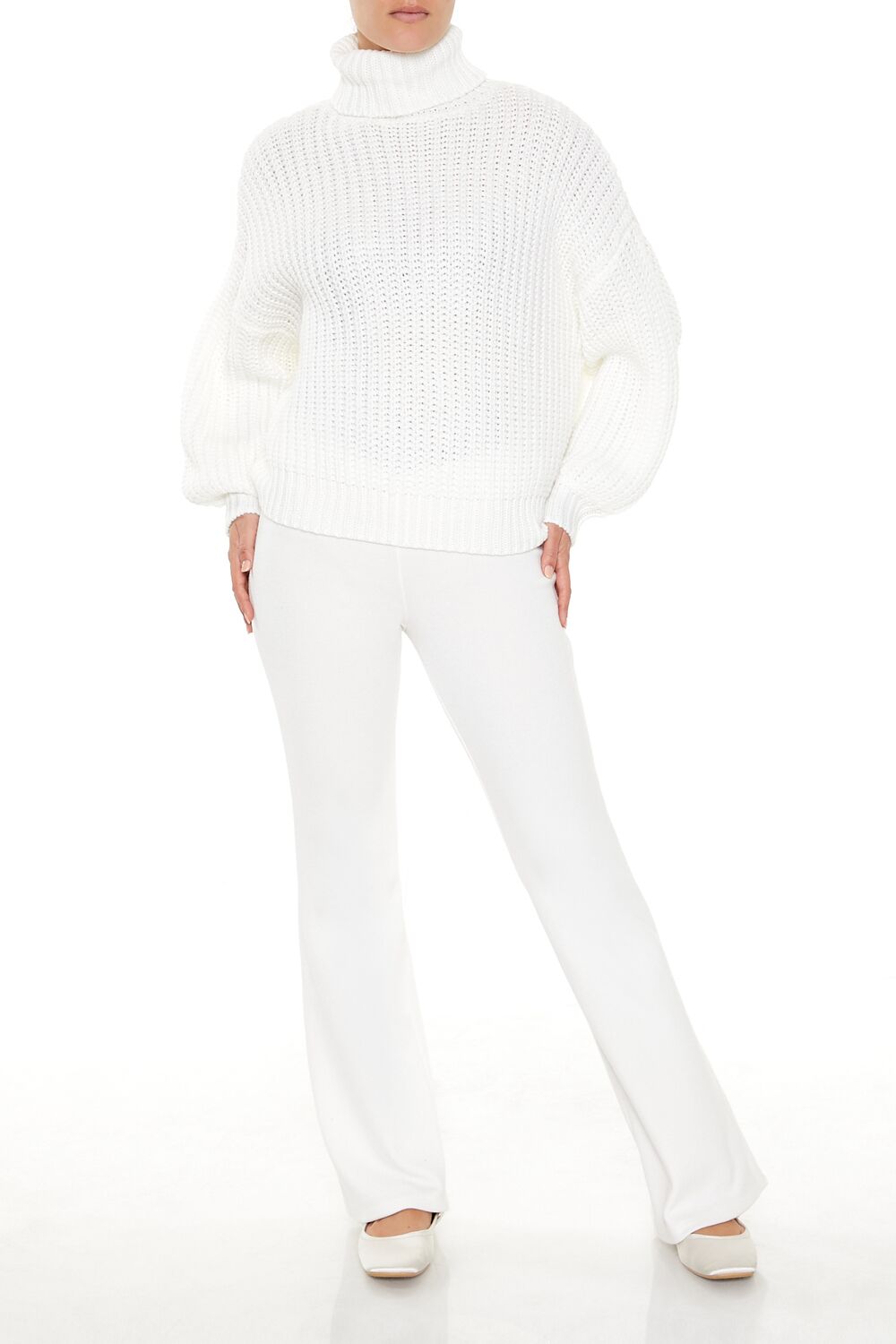  Forever 21 Turtleneck Knit Sweater - white - Bonton