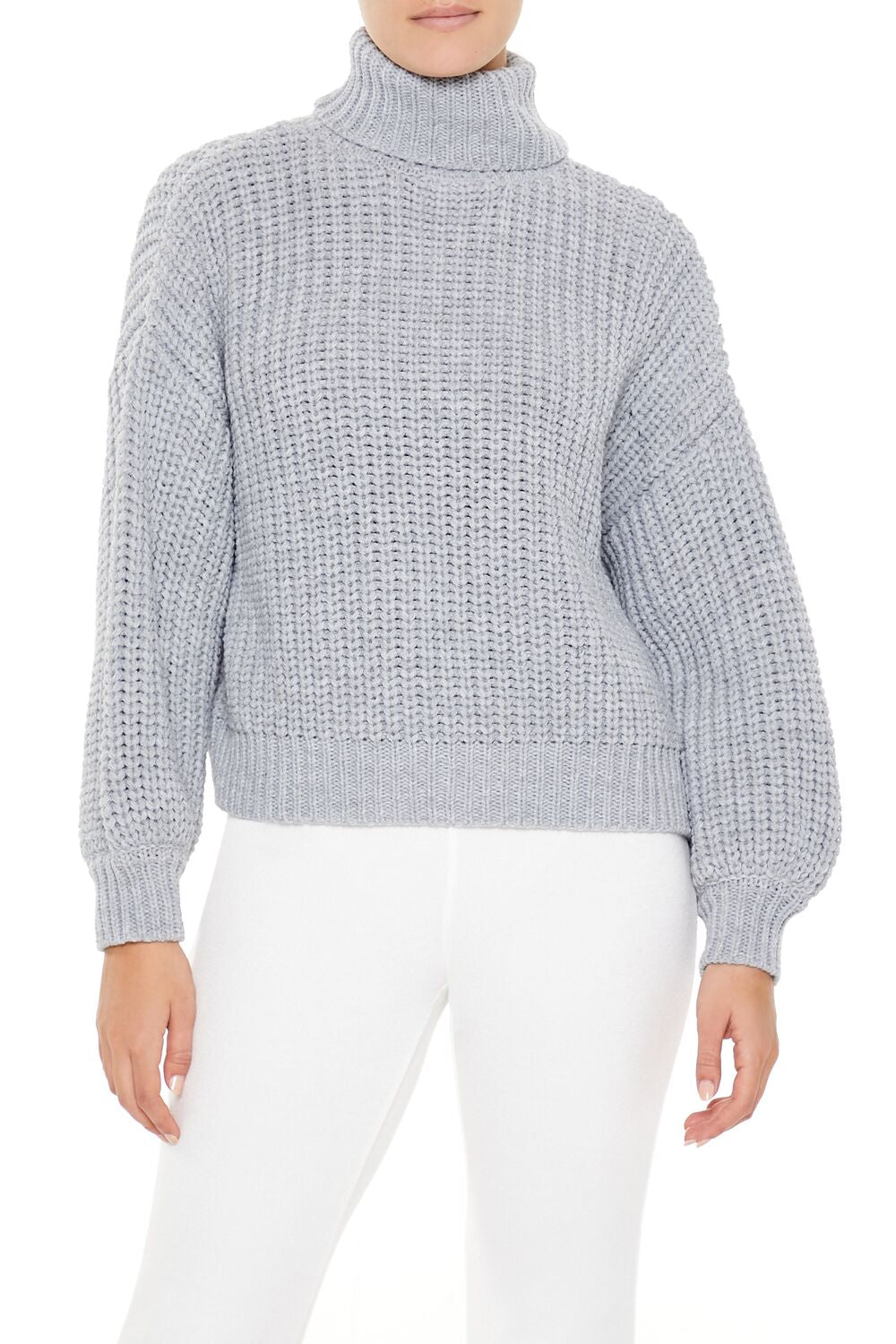  Forever 21 Turtleneck Knit Sweater - white - Bonton