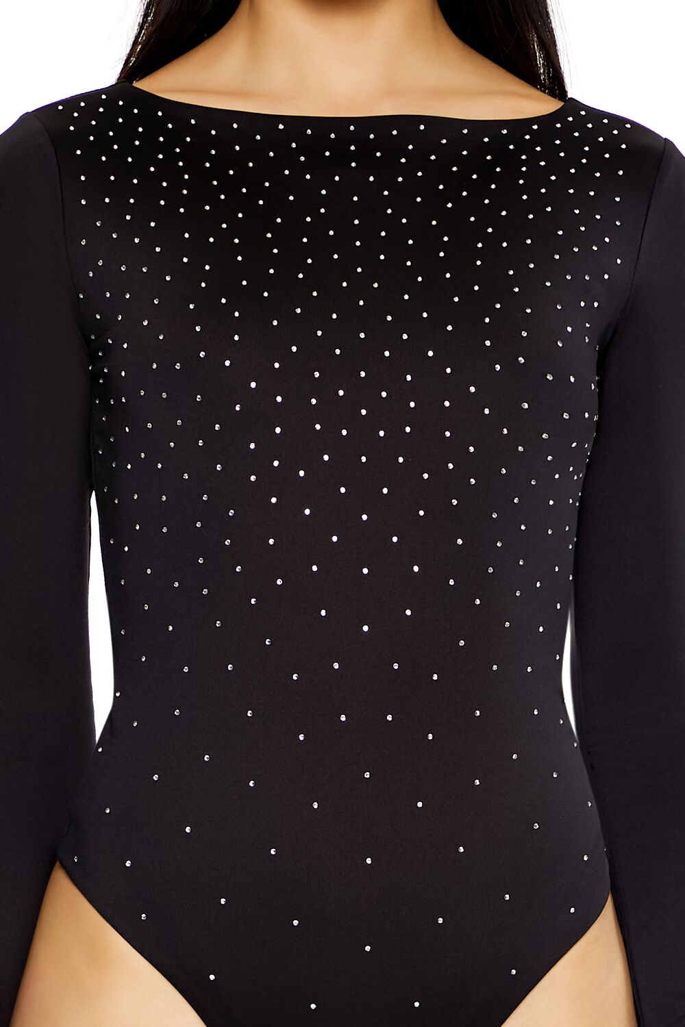  Forever 21 Contour Sculpt Rhinestone Bodysuit - black - Bonton