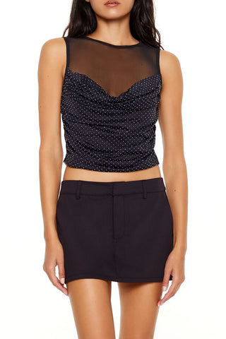 Rhinestone Illusion Crop Top