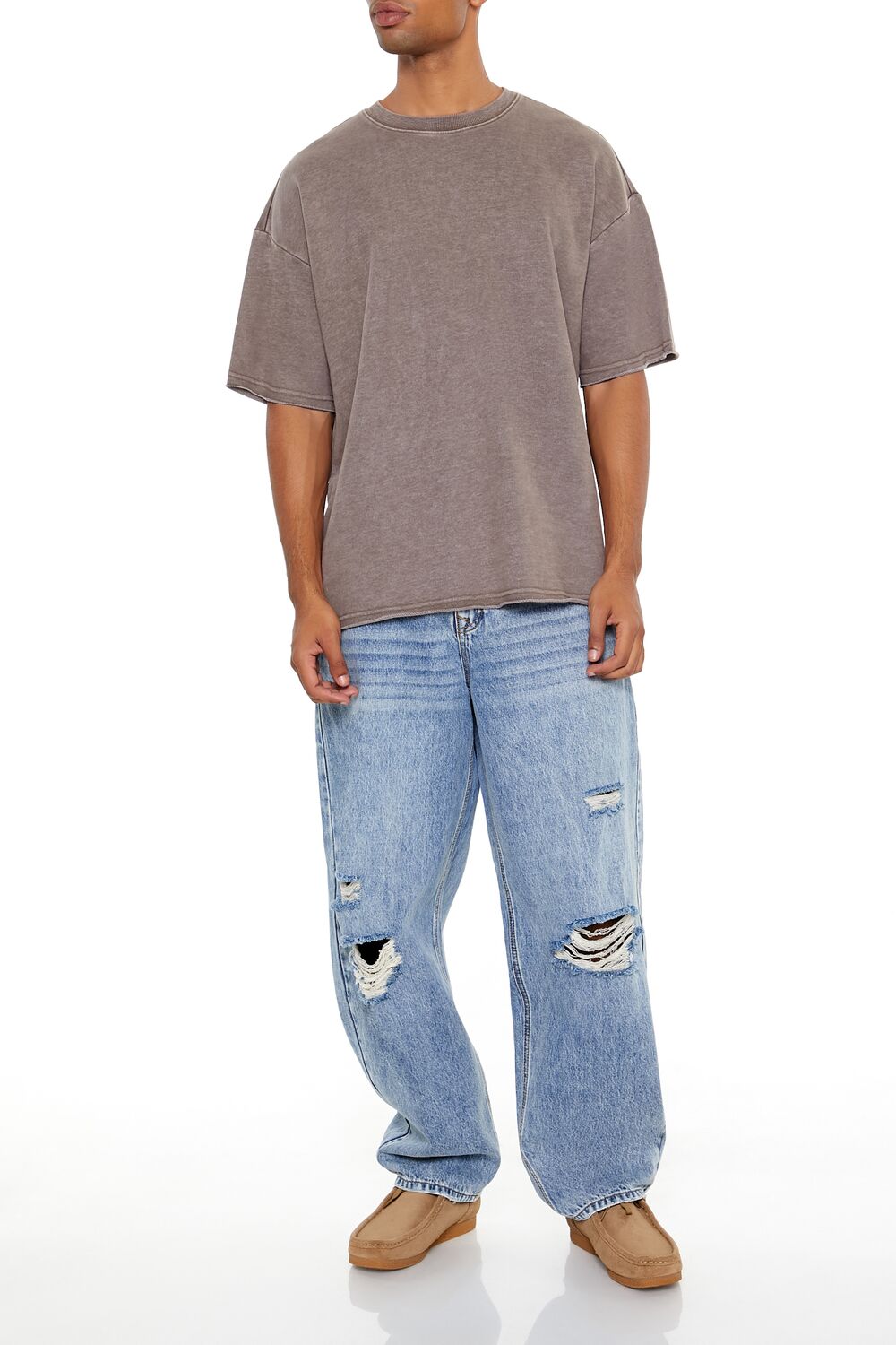  Forever 21 Mineral Wash Crew Tee - oatmeal - Bonton
