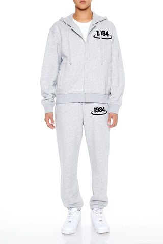 Flocked 1984 Button-Front Hoodie
