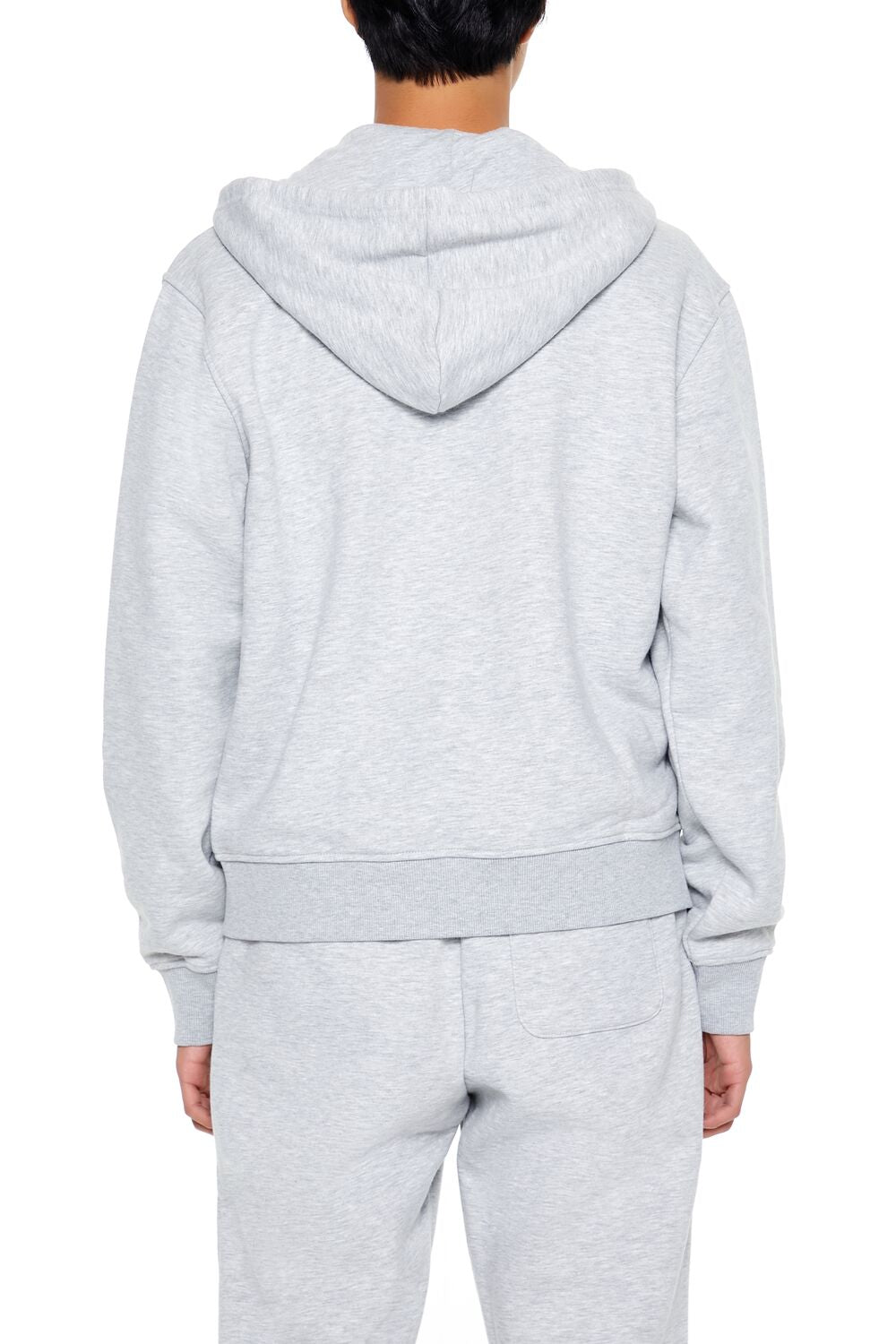  Forever 21 Flocked 1984 Button-Front Hoodie - heather grey black - Bonton