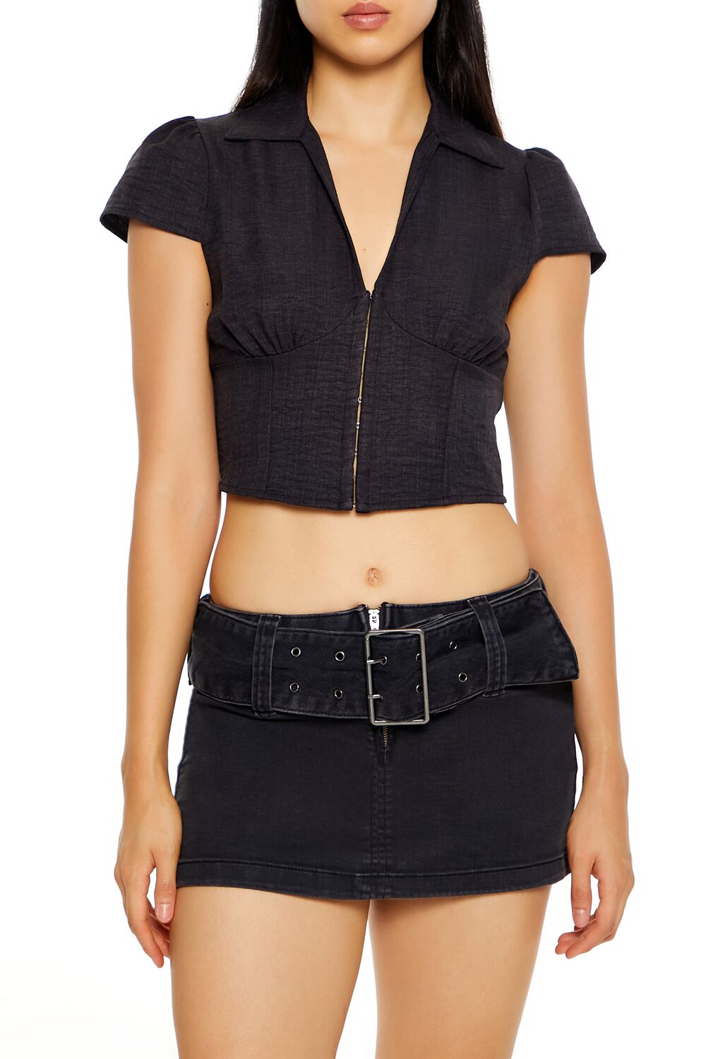  Forever 21 Chiffon Bustier Crop Top - grey - Bonton