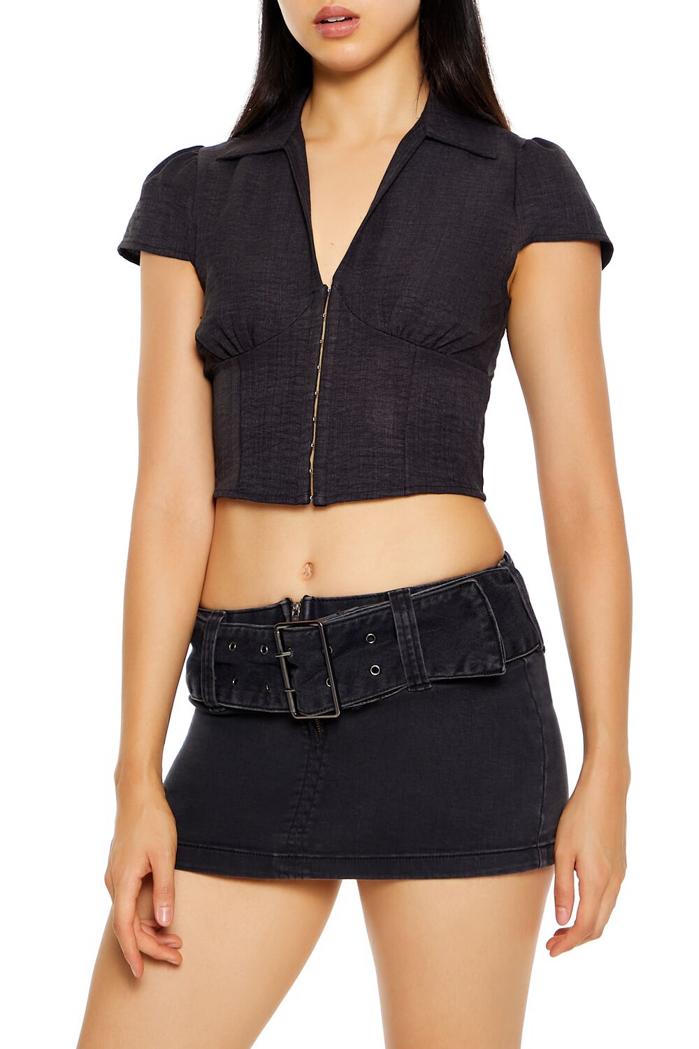  Forever 21 Chiffon Bustier Crop Top - grey - Bonton