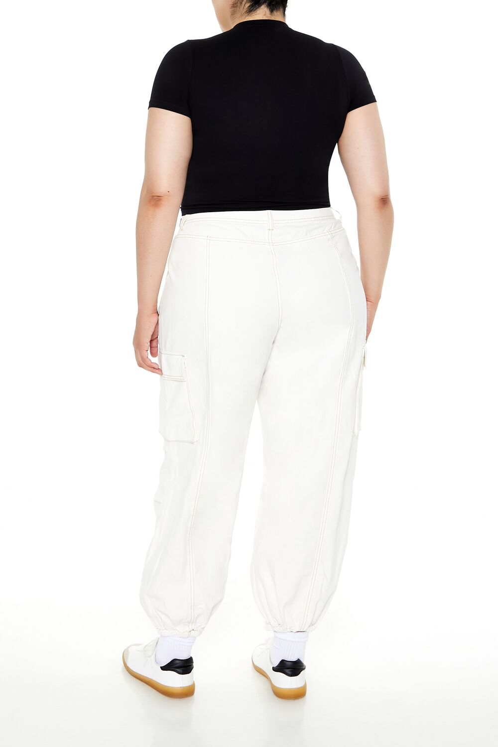  Forever 21 Plus Size High-Rise Cargo Joggers - white - Bonton