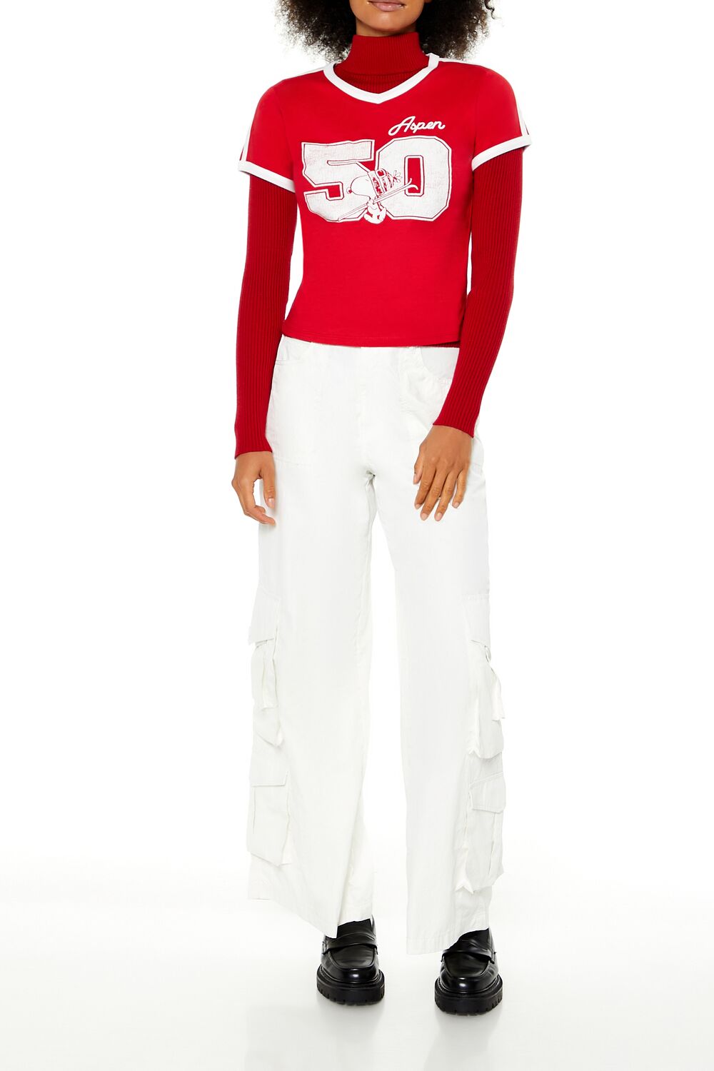  Forever 21 Snoopy Aspen Ringer Tee - red multi - Bonton