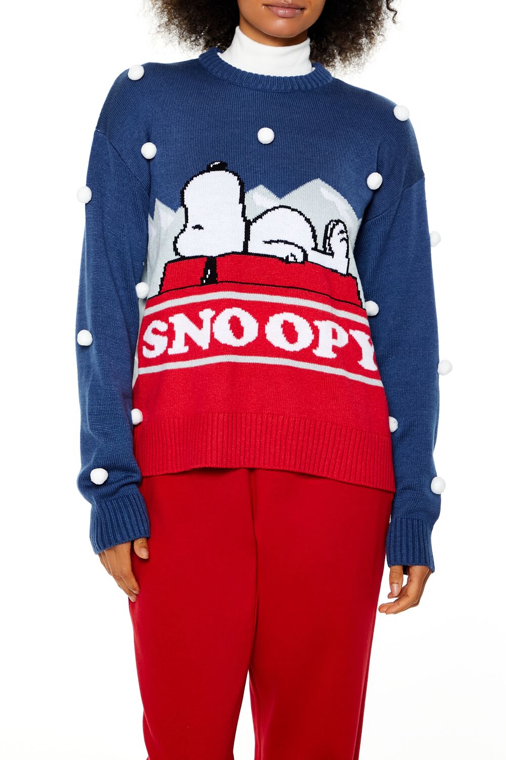  Forever 21 Pom Pom Snoopy Sweater - blue multi - Bonton