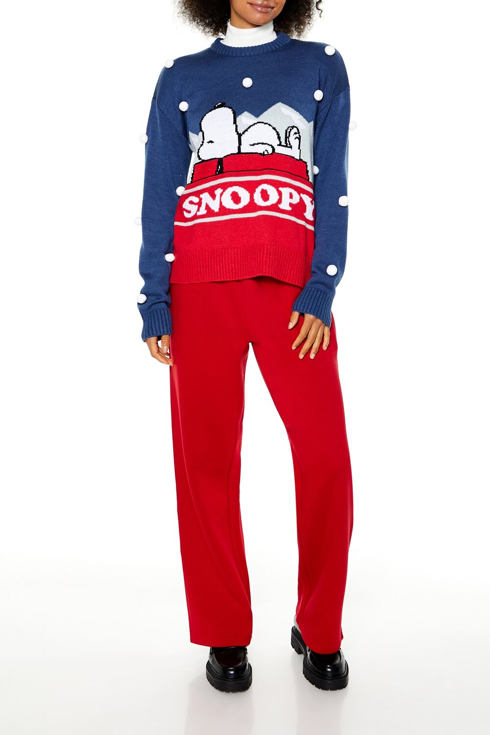  Forever 21 Pom Pom Snoopy Sweater - blue multi - Bonton